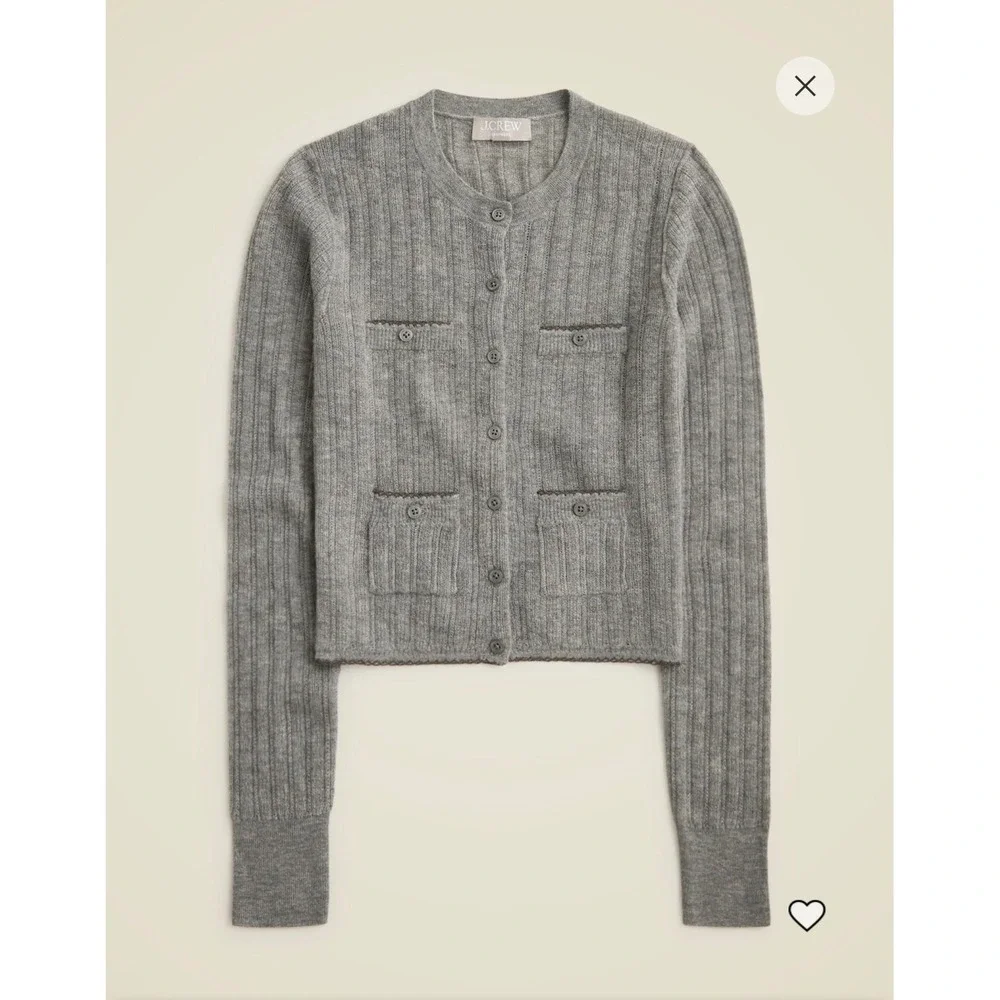 NWT J. Crew Sz M Featherweight Cashmere Pointelle Cardigan $138 - Picture 1 of 8